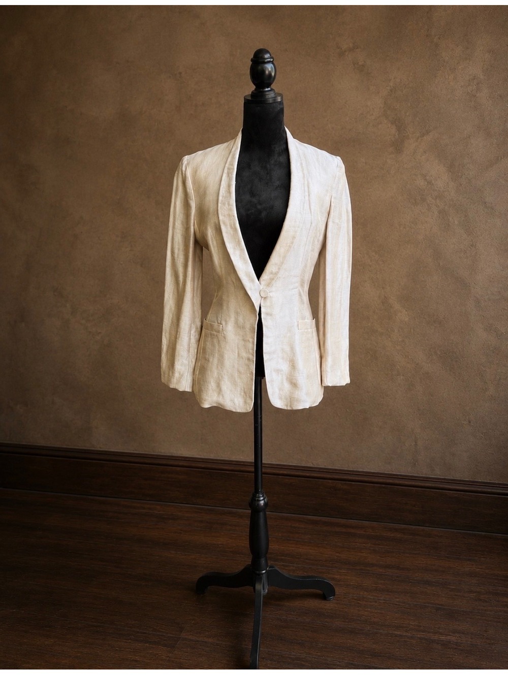 Vintage Giorgio Armani Borgonuovo 21 Linen Silk Blazer Ivory Italy IT 40